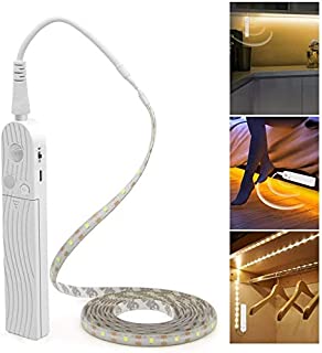 LED Under Cabinet Lighting Motion Sensor, CFGROW 10Ft Four Modes Bed Stairs Wardrobe Lamp Tape, Waterproof 5V USB LED Closet Night Strip Light for Indoor Home Bedroom Decor (Cold White, 1Pack)