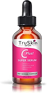 TruSkin Vitamin C-Plus Super Serum, Anti Aging Anti-Wrinkle Facial Serum with Niacinamide, Retinol, Hyaluronic Acid, and Salicylic Acid, 1 oz