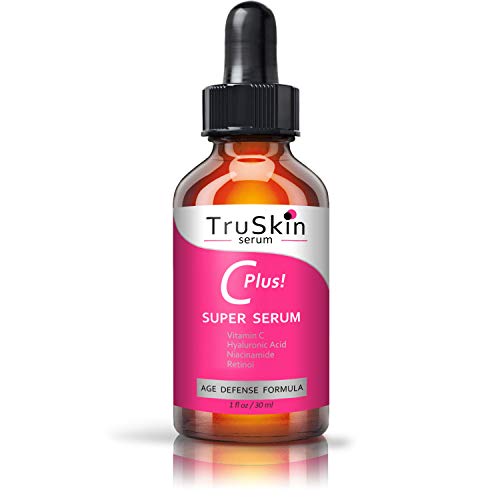 TruSkin Vitamin C-Plus Super Serum, Anti Aging Anti-Wrinkle Facial Serum with Niacinamide, Retinol, Hyaluronic Acid, and Salicylic Acid, 1 oz