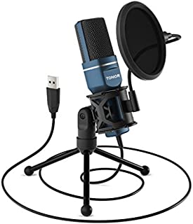 USB Microphone, TONOR Computer Condenser PC Gaming Mic with Tripod Stand & Pop Filter for Streaming, Podcasting, Vocal Recording, Compatible with Laptop Desktop Windows Computer, TC-777