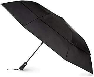 totes Blue Line Golf-Size Vented Canopy Compact Umbrella, Black, One Size