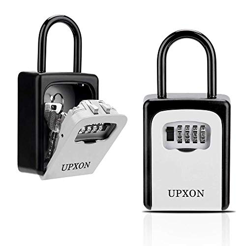 Key Lock Box, UPXON Large Capacity Key Storage Box with Resettable Code, 4 Digit Combination Lock Box for Spare Keys, Waterproof Wall Mount Key Box for Home, Hotels, Airbnb and Schools 1 Pack