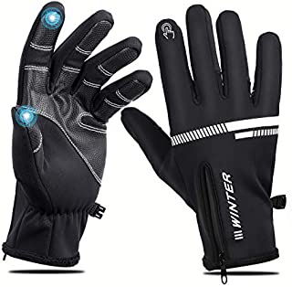 WESTGIRL Winter Gloves, Windproof Waterproof Thermal Touchscreen Gloves for Men Women, Cold Weather Warm Outdoor Gloves for Running, Cycling, Skiing, Climbing - Black