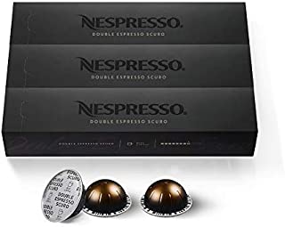 Nespresso Capsules VertuoLine, Double Espresso Scuro, Dark Roast Espresso Coffee, 30 Count Coffee Pods, Brews 2.7 Ounce