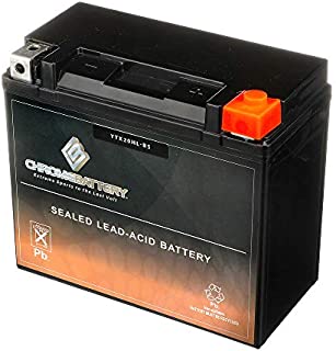 Chrome Battery YTX20HL-BS - High Performance, Rechargeable, Replacement Power Sports Battery for Harley Davidsons