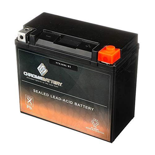 Chrome Battery YTX20HL-BS - High Performance, Rechargeable, Replacement Power Sports Battery for Harley Davidsons