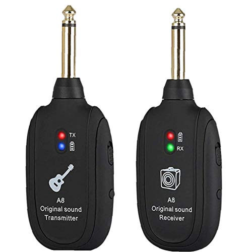 Wireless Guitar System UHF Rechargeable Digital Guitar Wireless Transmitter and Receiver for Electric Guitar Bass