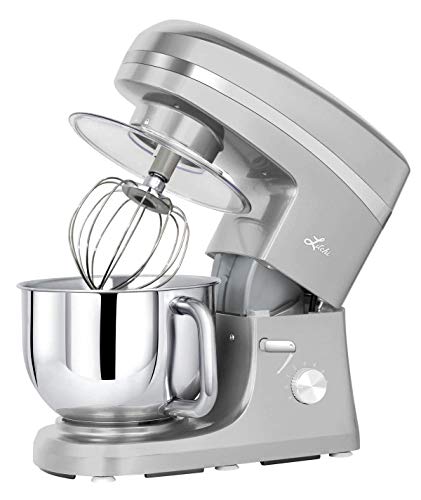 Litchi Kitchen Stand Mixer, 5.5 Qt. 650W 6-Speed Electric Mixer with Stainless Steel Bowl, Pouring Shield, Beaters, Whisk, Dough Hook, Silver