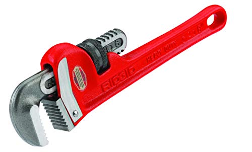 RIDGID 31005 Model 8 Heavy-Duty Straight Pipe Wrench, 8-inch Plumbing Wrench,Red,Small