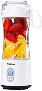 Tenswall Portable, Personal Size Smoothies and Shakes, Handheld Fruit Machine 13oz USB Rchargeable Juicer Cup, Ice Blender Mixer Home/Of, 380ML, White