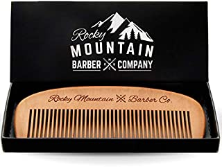 Hair Comb - Wood with Anti-Static & No Snag Handmade Brush for Beard, Head Hair, Mustache with Design in Gift Box by Rocky Mountain