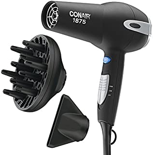 Conair 1875-Watt Ionic Ceramic Hair Dryer with Diffuser and Concentrator, Black