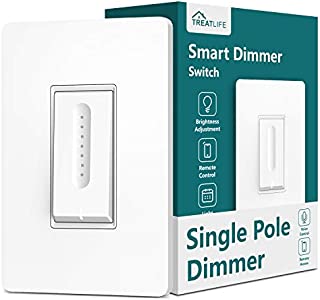 Smart Dimmer Switch, Treatlife Smart Home Smart Light Switch, Works with Alexa and Google Assistant, Dimmer Light Switch for Dimmable Bulbs, Neutral Wire Required, Single-Pole, 1 Pack