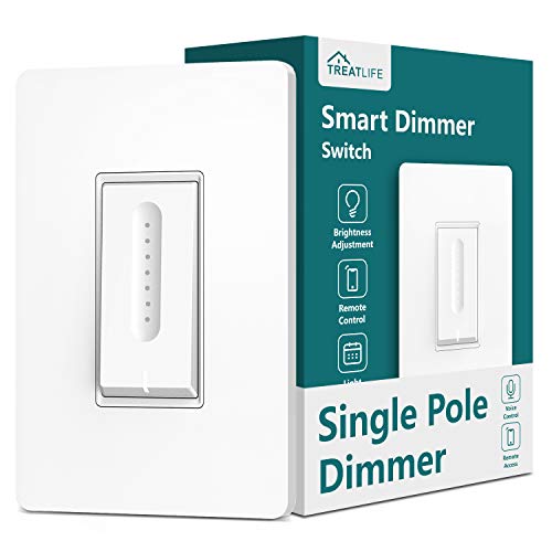 Smart Dimmer Switch, Treatlife Smart Home Smart Light Switch, Works with Alexa and Google Assistant, Dimmer Light Switch for Dimmable Bulbs, Neutral Wire Required, Single-Pole, 1 Pack