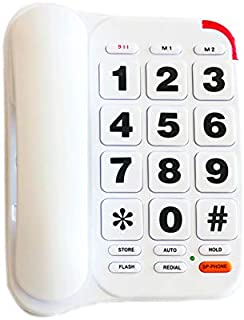 Large Button Phone for Seniors, HePesTer P-46 Amplified Corded Phone for Elderly with Louder Volume/Speed Dial/SOS Emergency Home Landline Phones Wall Mountable