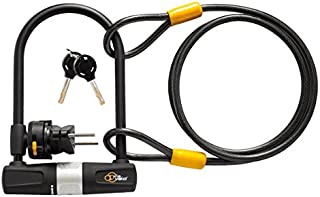 Bike U Lock with Cable - Via Velo Bike Lock Heavy Duty Bicycle U-Lock,14mm Shackle and 10mm x1.8m Cable with Mounting Bracket for Road Bike Mountain Bike Electric Bike Folding Bike