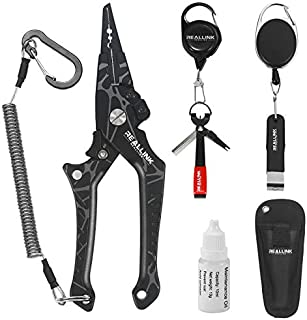 Aluminum Fishing Pliers Hook Remover Tool Kits and Accessories 8 in 1 Combo, Fishing Quick Nail Knot Tying Tools, Stainless Split Ring Forceps and Pliers for Salmon and trout Gears Assortment