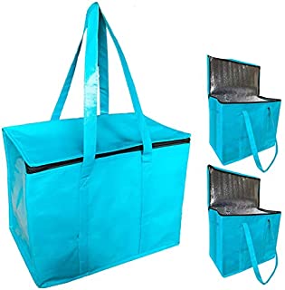 JALOUSIE 3 Pack XLarge Cooler Bags Insulated Reusable Grocery Shopping Totes - Extra Large Water-resistant Surface Picnic Cooler Bag Zipper Bag - Reinforced Bottom and Handles