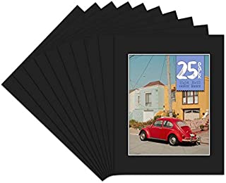 Golden State Art, Acid Free, Pack of 25 11x14 Black Picture Mats Mattes with White Core Bevel Cut for 8x10 Photo