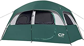 CAMPROS Tent-6-Person-Camping-Tents, Waterproof Windproof Family Tent with Top Rainfly, 4 Large Mesh Windows, Double Layer, Easy Set Up, Portable with Carry Bag, for All Seasons - Dark Green