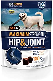 VETIQ Maximum Strength Hip and Joint Supplement for Dogs, Chicken Flavored Soft Chews, 22.2 oz, 180 count bag