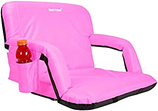 Driftsun Wide Reclining Stadium Seat - Deluxe Extra Wide Reclining Bleacher Chair with Back Support, Folding Sport Chair for Bleachers, Lawns, and Backyards (Expanded Width, Pink)