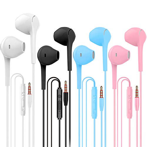 Earphones Headphone Heavy Bass Stereo Earbuds Noise Isolating Tangle Free Headsets in Ear Headphones with Remote & Microphone,for iOS and Android,Laptops,Gaming