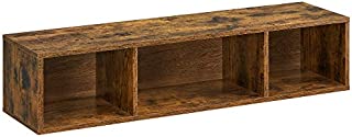 VASAGLE Wall-Mounted TV Stand, Hanging TV Cabinet, Floating TV Console with 3 Compartments, for Small Spaces, Rustic Brown ULTV104X01