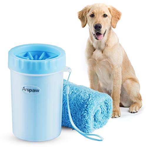 Dog Paw Cleaner, Anipaw 2-in-1 Silicone Dog Paw Washer Cup with Towel, Portable Pet Cleaning Brush Feet Cleaner for Dog Cat Grooming with Muddy Paws