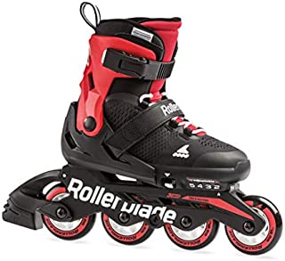 Rollerblade Microblade Boy's Adjustable Fitness Inline Skate, Black and Red, Junior, Youth Performance Inline Skates