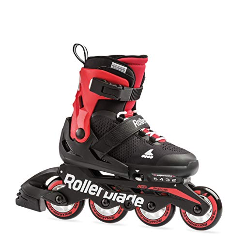 Rollerblade Microblade Boy's Adjustable Fitness Inline Skate, Black and Red, Junior, Youth Performance Inline Skates