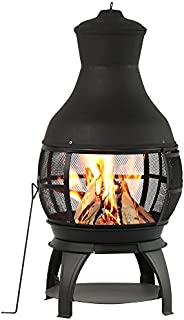 BALI OUTDOORS Outdoor Fireplace Wooden Fire Pit, Chimenea, Black