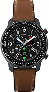 Timex Metropolitan R AMOLED Smartwatch with GPS & Heart Rate 42mm  Black with Brown Leather & Silicone Strap