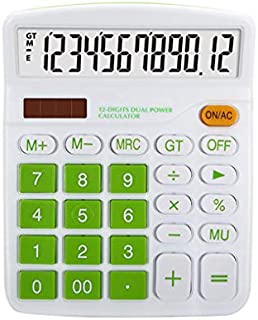 Meichoon Calculator Desktop Solar Battery Dual Power, 12 Digit Large LCD Display Financial Dedicated Calculator Large Standard Function Desktop Business Calculator for Office/Home/School KA08 Green