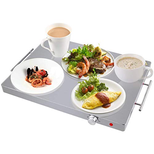 HAPPYGRILL Electric Warming Tray Hot Plate with Stainless Steel Top Panel and Adjustable Temperature Control, Perfect for Buffets, Restaurants, Parties, Events, and Home Dinners