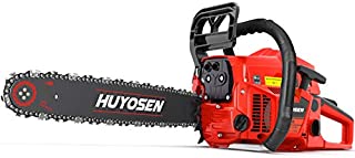 HUYOSEN 54.6CC 2-Stroke Gas Powered Chainsaw, 18-Inch Chainsaw, Cordless Handheld Gasoline Power Chain Saws for Cutting Trees, Wood, Garden and Farm(5520E Red)