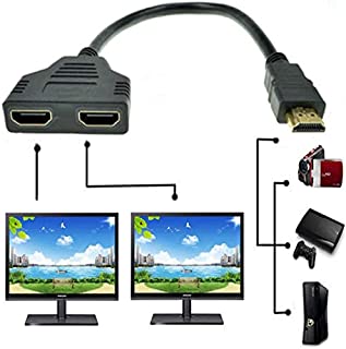 ZY HDMI Male to Dual HDMI Female 1 to 2 Way HDMI Splitter Adapter Cable for HDTV,Support Two TVs at The Same Time, Signal One in, Two Out(Black)