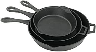 Bayou Classic 7405 3 Piece Cast Iron Skillet Set, 10