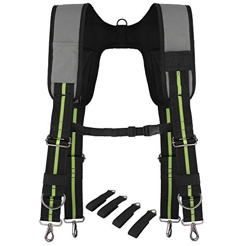 Padded Tool Belt Suspenders w/ Chest Strap, Pencil Sleeve, Molle Clip | Durable 1000D Material & Metal Buckles/Hooks | Fully Adjustable Hi-Vis Harness | Construction Grade Carpenter Suspension Rig