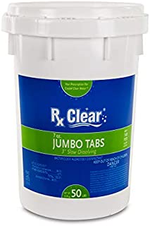 Rx Clear 3-Inch Individually Wrapped Chlorine Tablets | One 50-Pound Bucket | Use As Bactericide, Algaecide, and Disinfectant in Swimming Pools and Spas | Slow Dissolving and UV Protected