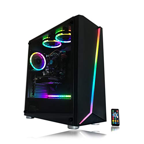 Gaming PC Desktop Computer by Alarco Intel i5 3.10GHz,8GB Ram,1TB Hard Drive,Windows 10 pro,WiFi Ready,Video Card Nvidia GTX 650 1GB, 3 RGB Fans with Remote