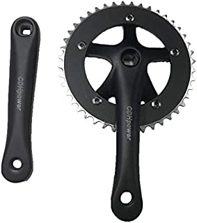 CDHPOWER Single Speed Crankset 44T 165mm Crankarms 130 BCD Crankset for Mountain Road Bike Fixed Gear Bicycle(Square Taper, Black) (44T, Sprocket)