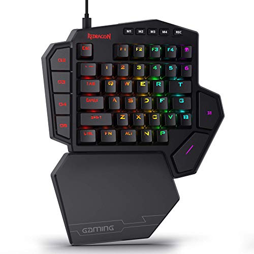 Redragon K585 DITI One-Handed RGB Mechanical Gaming Keyboard, Type-C Professional Gaming Keypad with 7 Onboard Macro Keys, Detachable Wrist Rest, 42 Keys