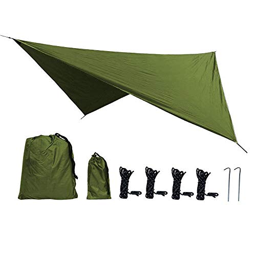 BaiYouDa 12'x10' Beach Tent Tarp 3-4 Person Outdoor Diamond Camping Mat Waterproof Sunscreen Plaid Multi-Function Canopy (Army Green, 12)