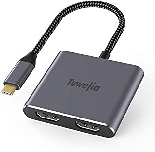 USB C to Dual HDMI Adapter, Tuwejia USB 3.0 Type C to 2 HDMI Converter Thunderbolt 3 to HDMI Display 4K Extend Monitor Compatible for MacBook Pro Air, Chromebook Pixel, Surface Pro 7, Dell XPS 13/15