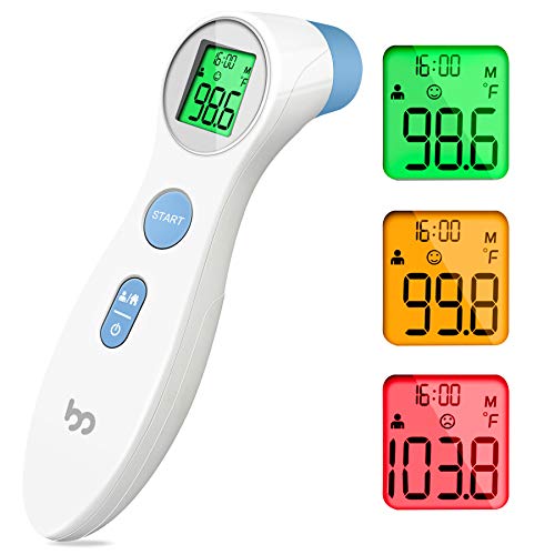 Touchless Forehead Thermometer for Adults, Kids and Babies, Digital Infrared Non Contact Thermometer with Fever Indicator, 1s Instant Accurate Reading by femometer