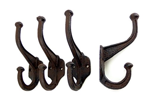 Simple cast iron coat hook, set of 4