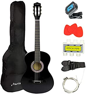 Martin Smith 38 Inch Acoustic Guitar, Black, With Case, Pick, Tuner, Strap, Extra Strings and 2 months of Lessons