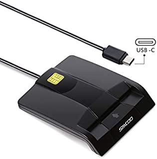 Type C Smart Card Reader Saicoo DOD Military USB-C Common Access CAC Card Reader, Compatible with Windows (32/64bit) XP/Vista/ 7/8/10, Mac OS X