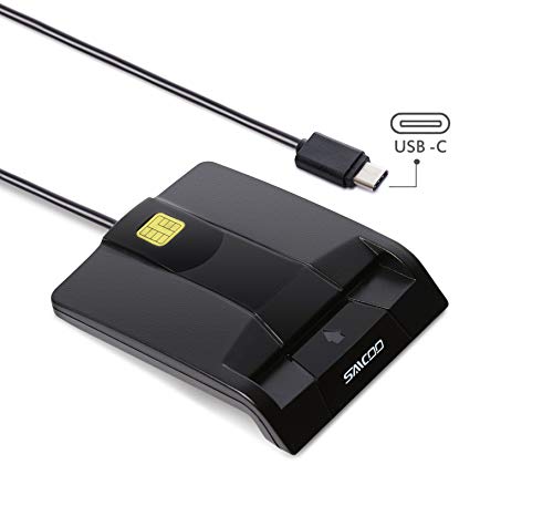 Type C Smart Card Reader Saicoo DOD Military USB-C Common Access CAC Card Reader, Compatible with Windows (32/64bit) XP/Vista/ 7/8/10, Mac OS X